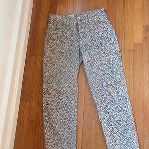 Pilcro Leopard Print Straight Jeans - Light Gray & Black
